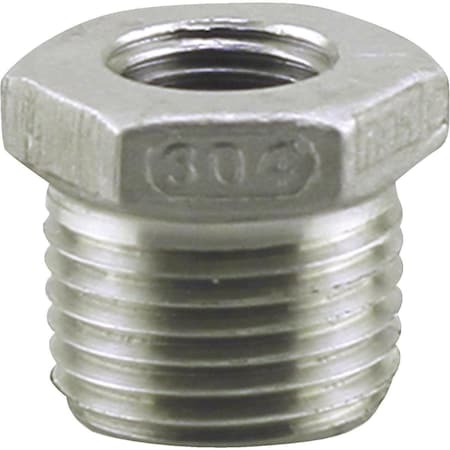 Plumbeeze PLUMB-EEZE 1/2 In. MIP x 1/4 In. FIP Stainless Steel Bushing U2-SSB-0502